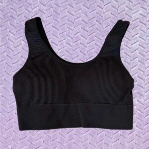 SO Black Ribbed Sports Bra